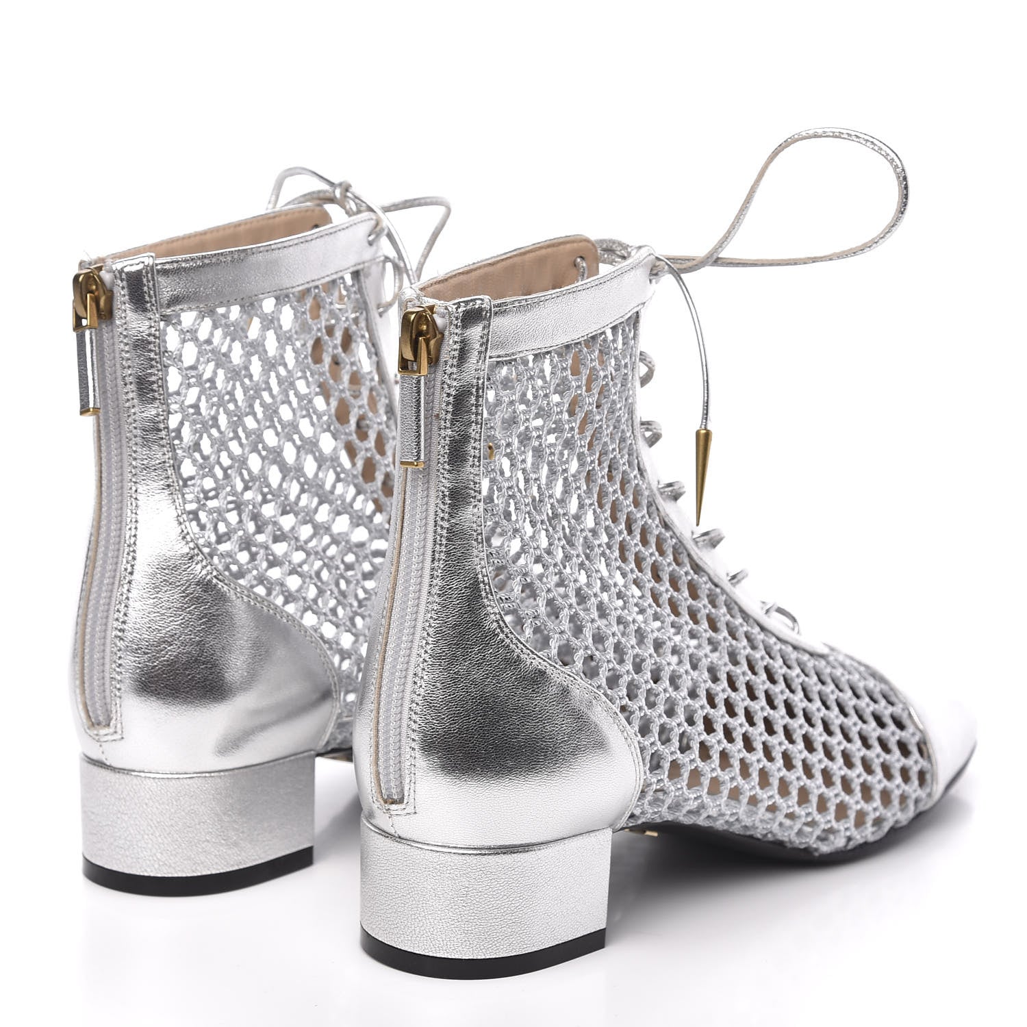 Christian Dior Laminated Lambskin Resille Naughtily-D 30mm Ankle Boots 37.5 Silver 4 of 9