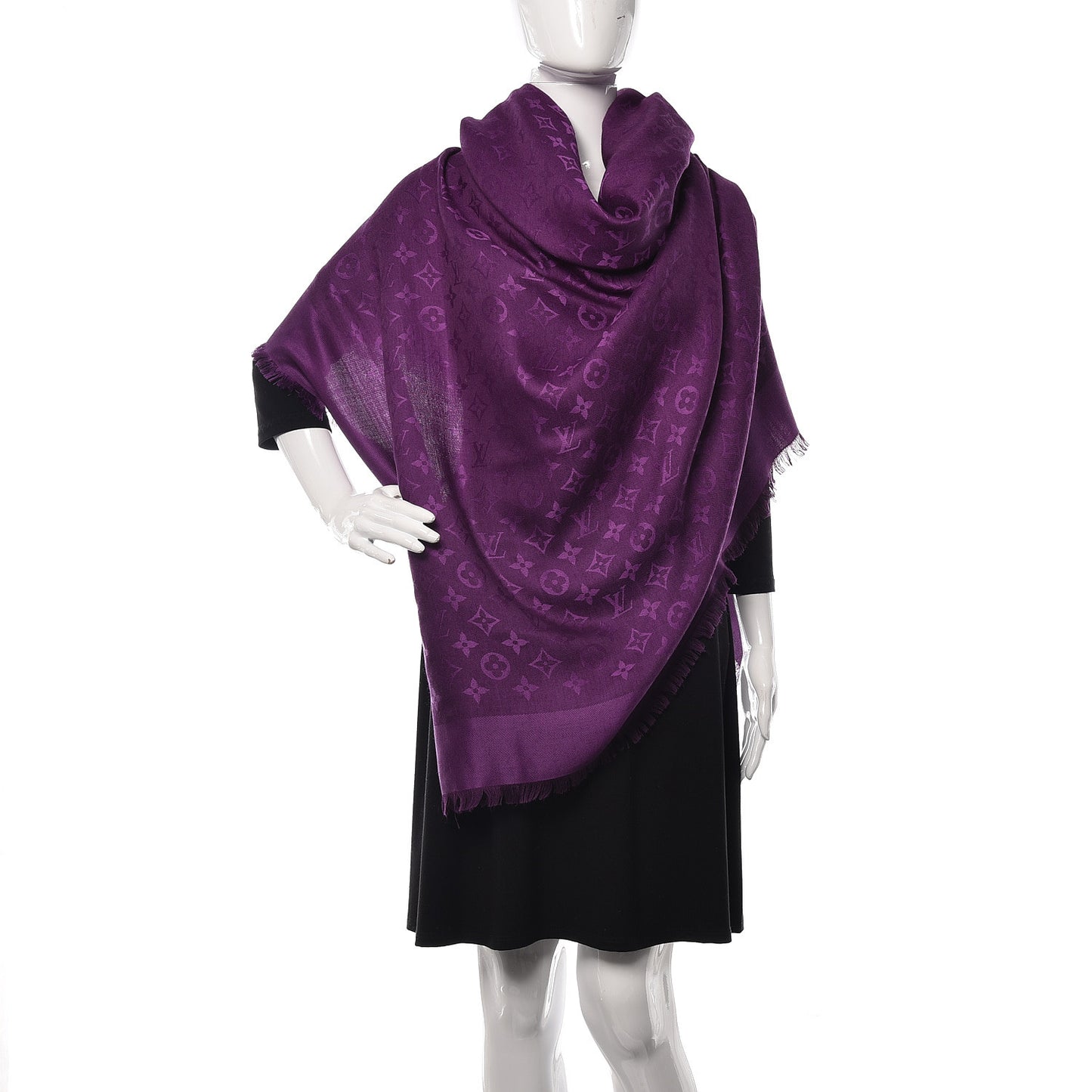 Wool Silk Monogram Shawl Cassis