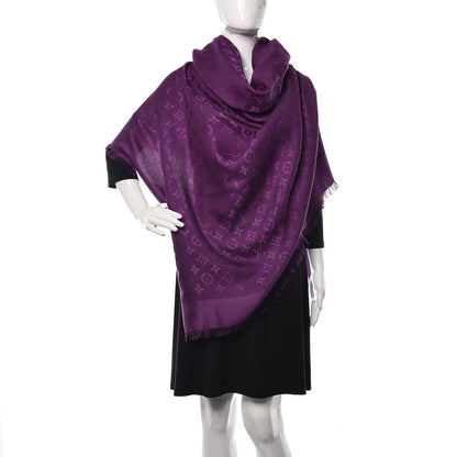 Louis Vuitton Wool Silk Monogram Shawl Cassis 2 of 5