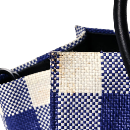 Celine Gingham Woven Medium Phantom Luggage Cobalt 14 of 17