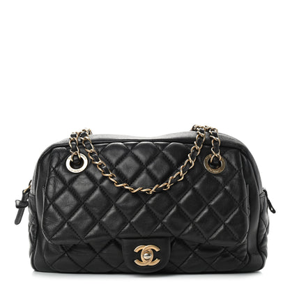 Chanel Lambskin Quilted Travel Flap Tote Black 1 of 8