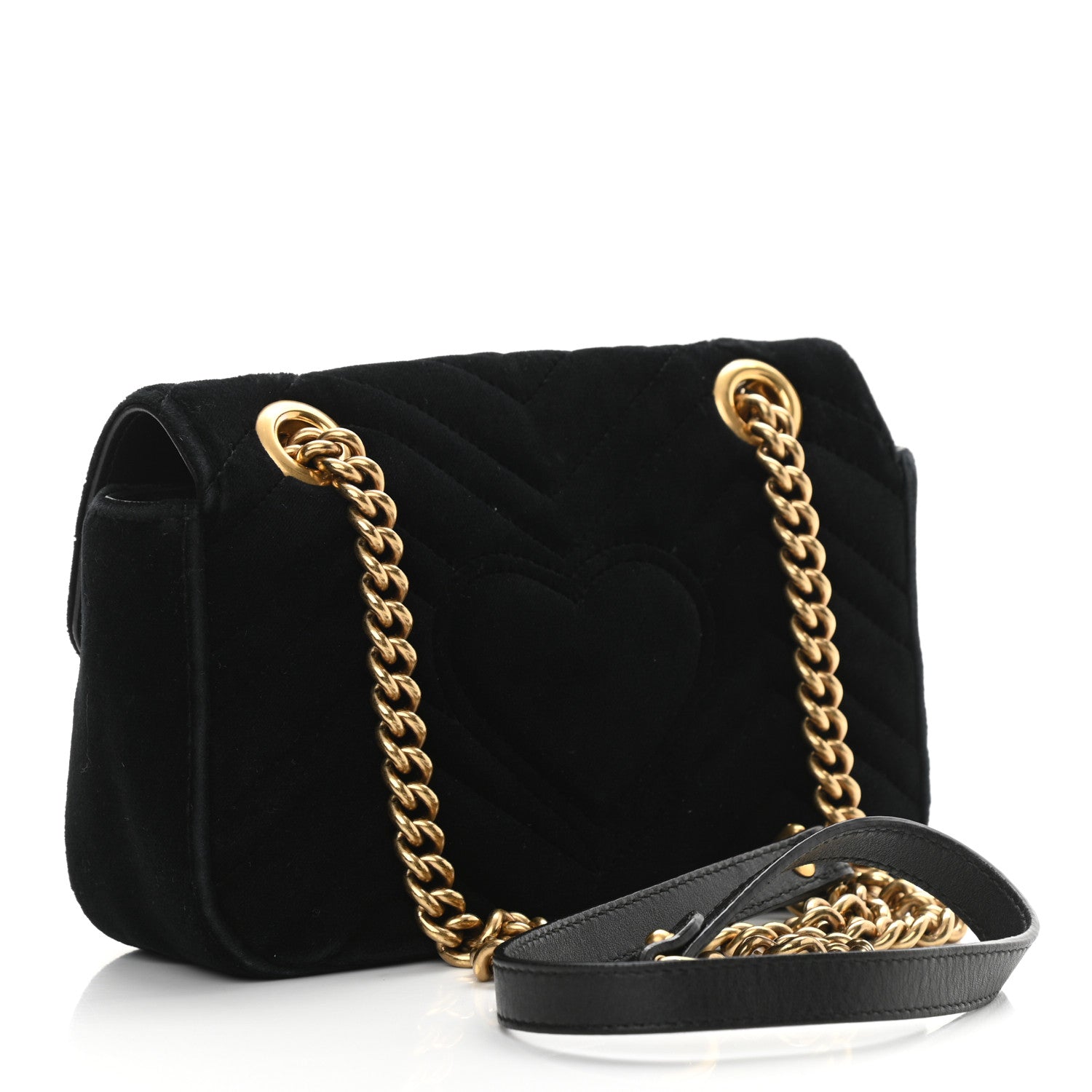 Gucci Velvet Matelasse Mini GG Marmont Shoulder Bag Black 3 of 16