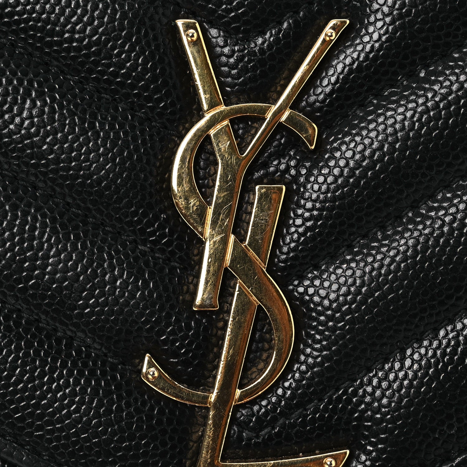 Saint Laurent Grain De Poudre Matelasse Chevron Monogram Chain Wallet Black 14 of 19
