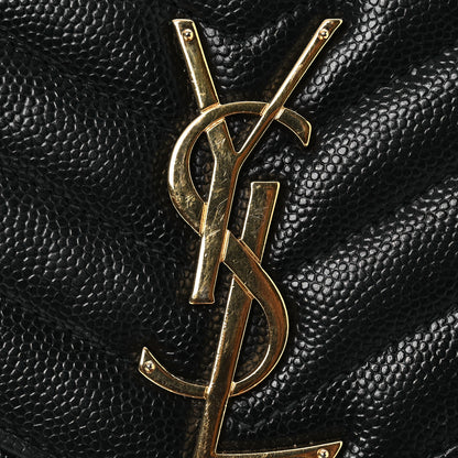 Saint Laurent Grain De Poudre Matelasse Chevron Monogram Chain Wallet Black 14 of 19