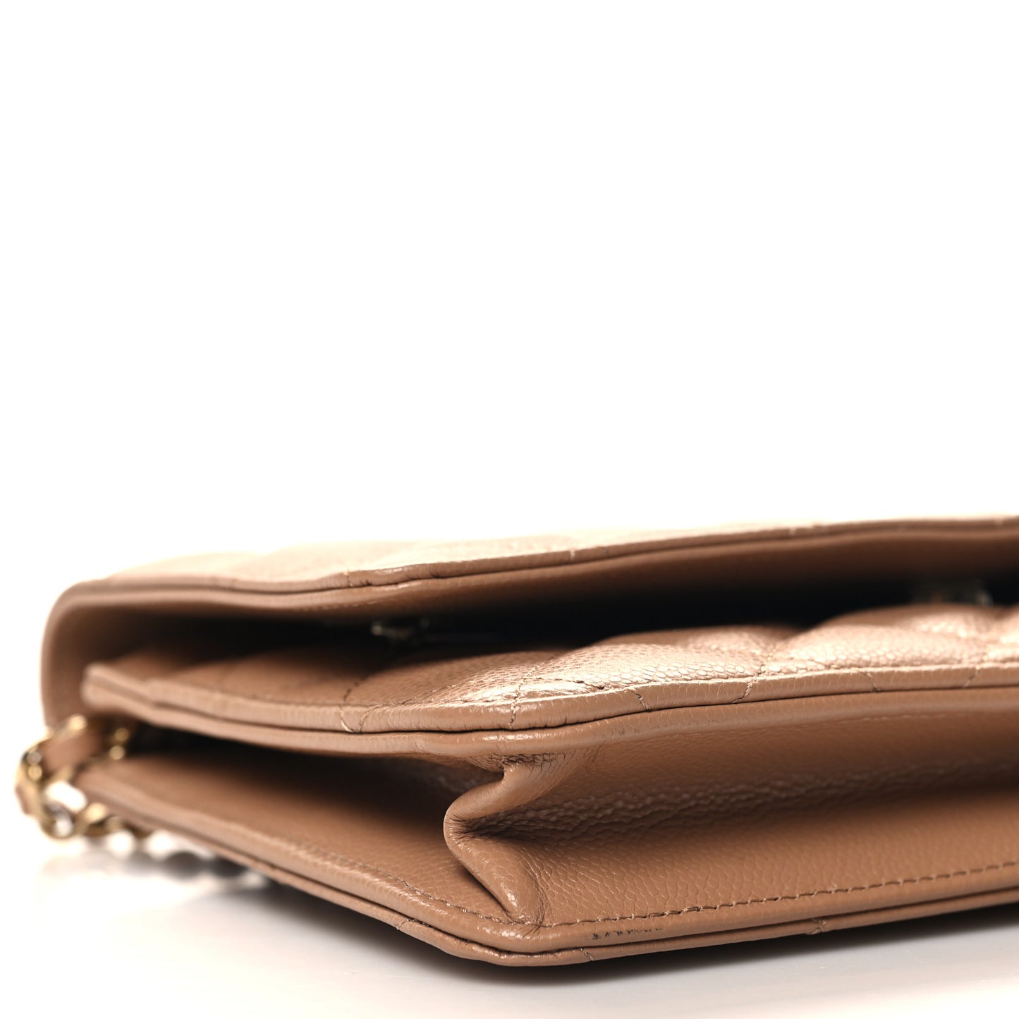 Caviar Quilted Wallet on Chain WOC Beige