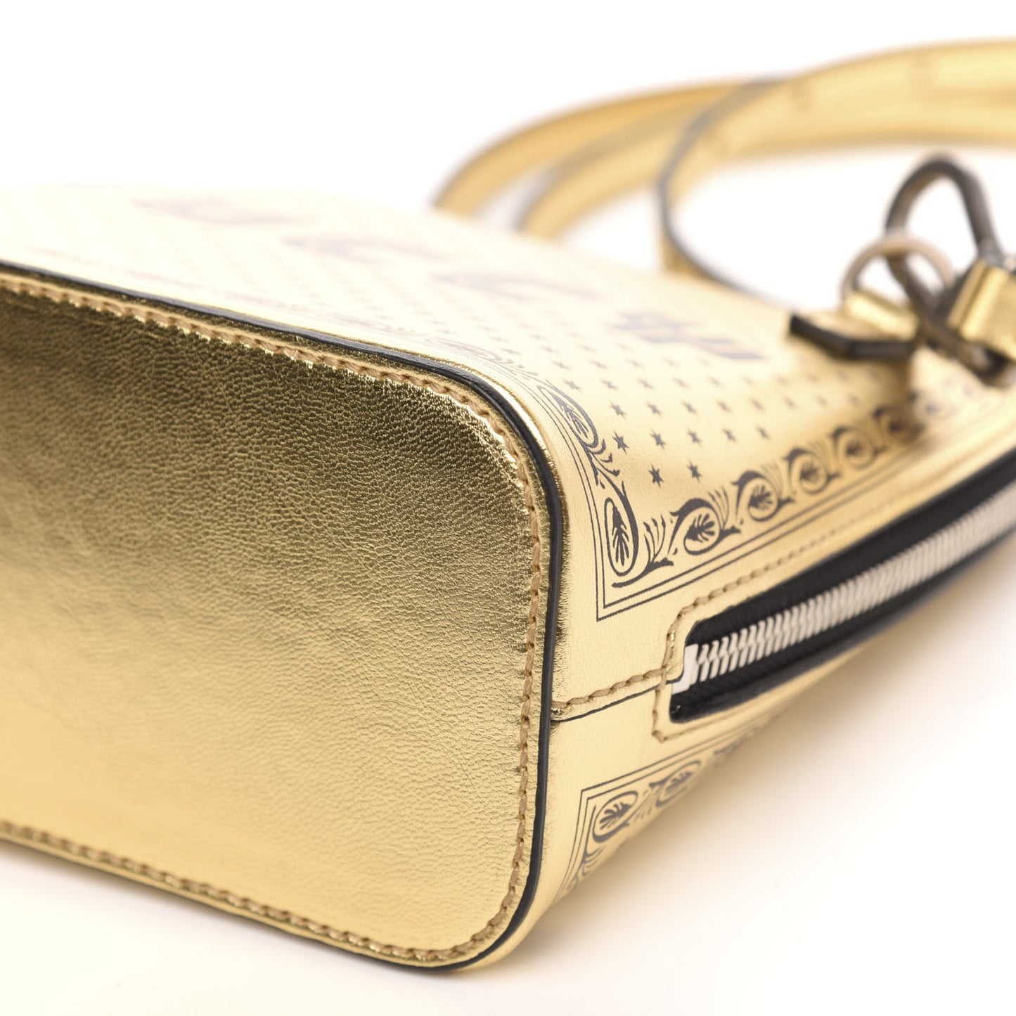 X SEGA Calfskin GUCCY Stars Mini Dome Shoulder Bag Gold