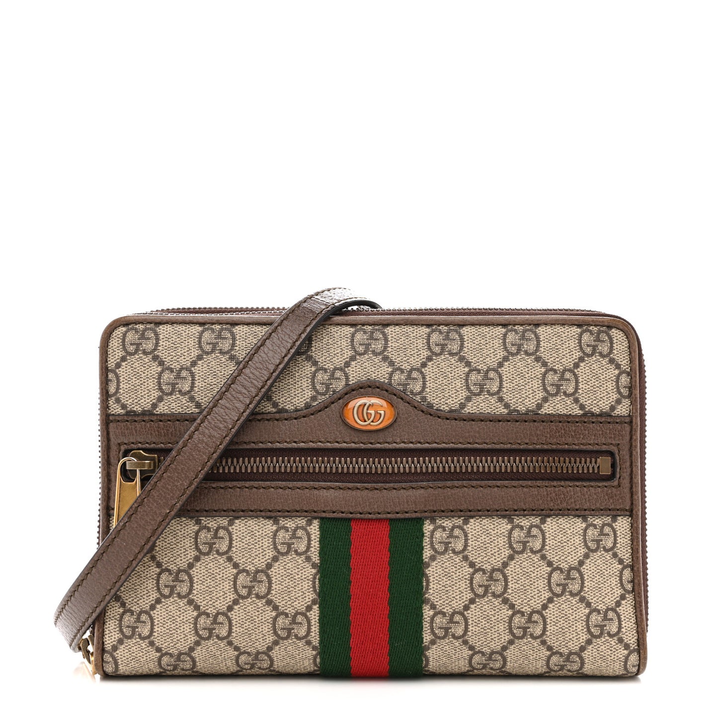 GG Supreme Monogram Web Ophidia Double Zip Shoulder Bag Beige New Acero
