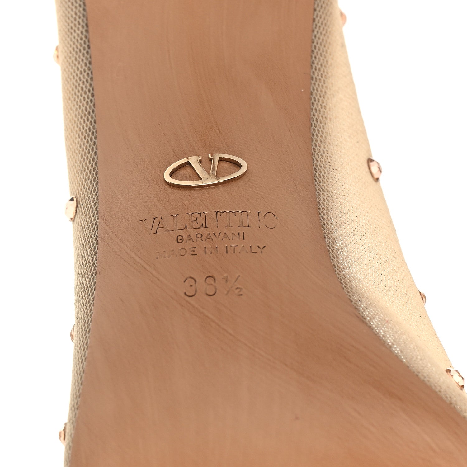 Valentino Garavani Nappa Mesh Crystal Embellished Pumps 38.5 Nude 6 of 7