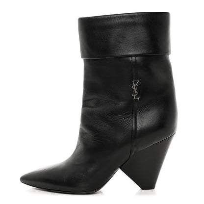 Saint Laurent Calfskin Liz 85 Wedge Booties 36 Black 1 of 8