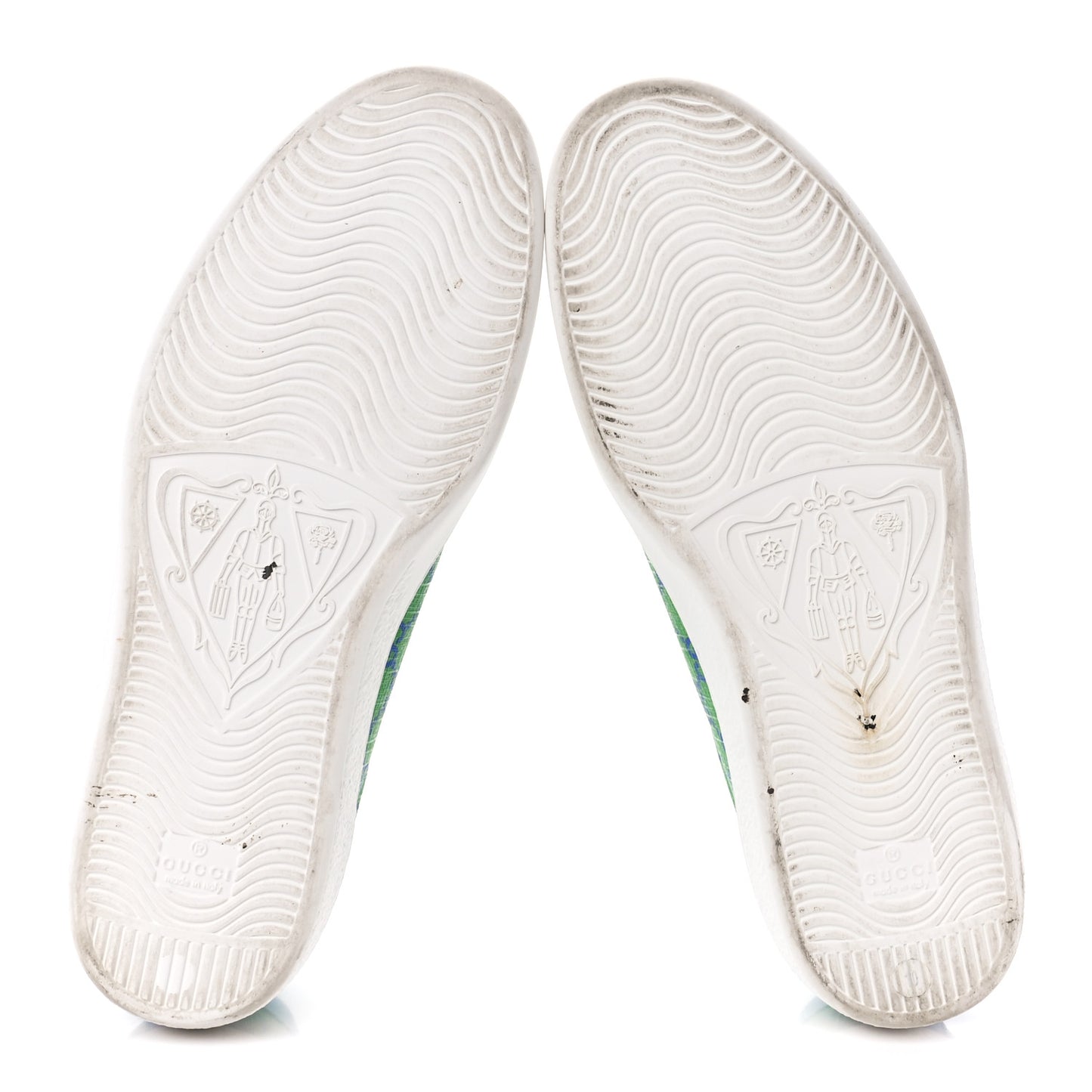 GG Supreme Joy Monogram Miro Soft Calfskin Mens Ace Sneakers 10 Joy Green Joy Blue Bright Splash