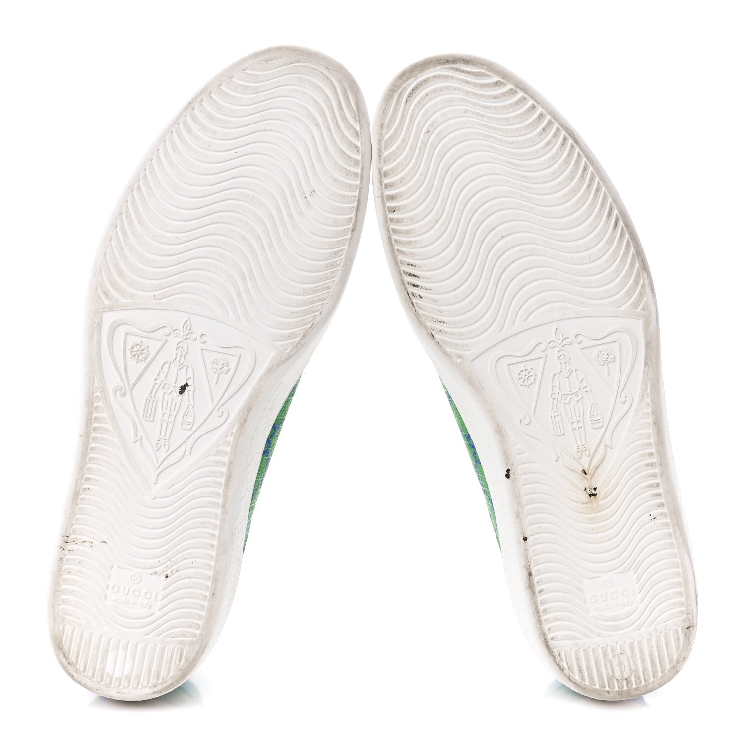 Gucci GG Supreme Joy Monogram Miro Soft Calfskin Mens Ace Sneakers 10 Joy Green Joy Blue Bright Splash 5 of 9