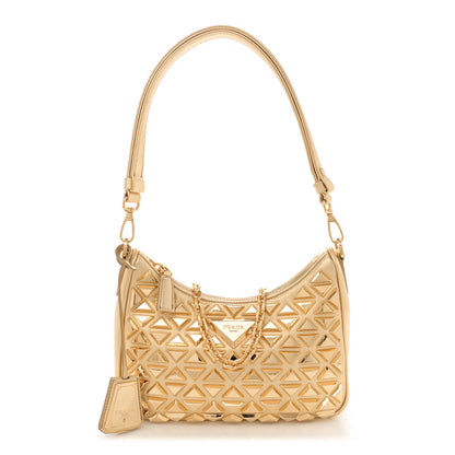 Prada Soft Calf Stitched Mini Re-Edition 1995 Chaine Shoulder Bag Platino 1 of 10
