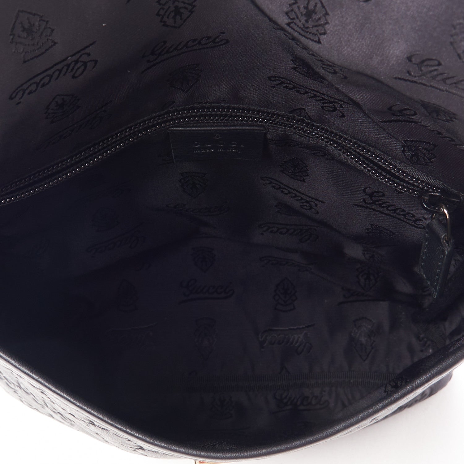 Gucci Guccissima Small Flap Messenger Bag Black 7 of 10