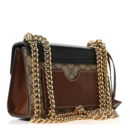 Gucci GG Supreme Monogram Calfskin Small Padlock Shoulder Bag Beige Black Cuir 3 of 10