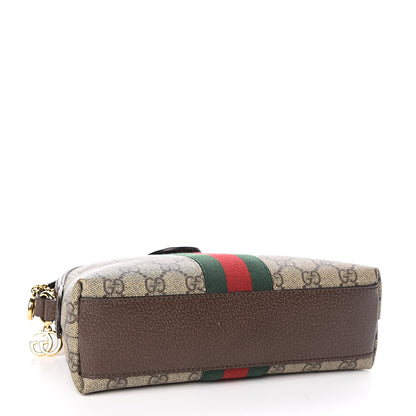 Gucci GG Supreme Monogram Textured Dollar Calfskin Web Small Ophidia Dome Shoulder Bag Beige Ebony New Acero 4 of 14