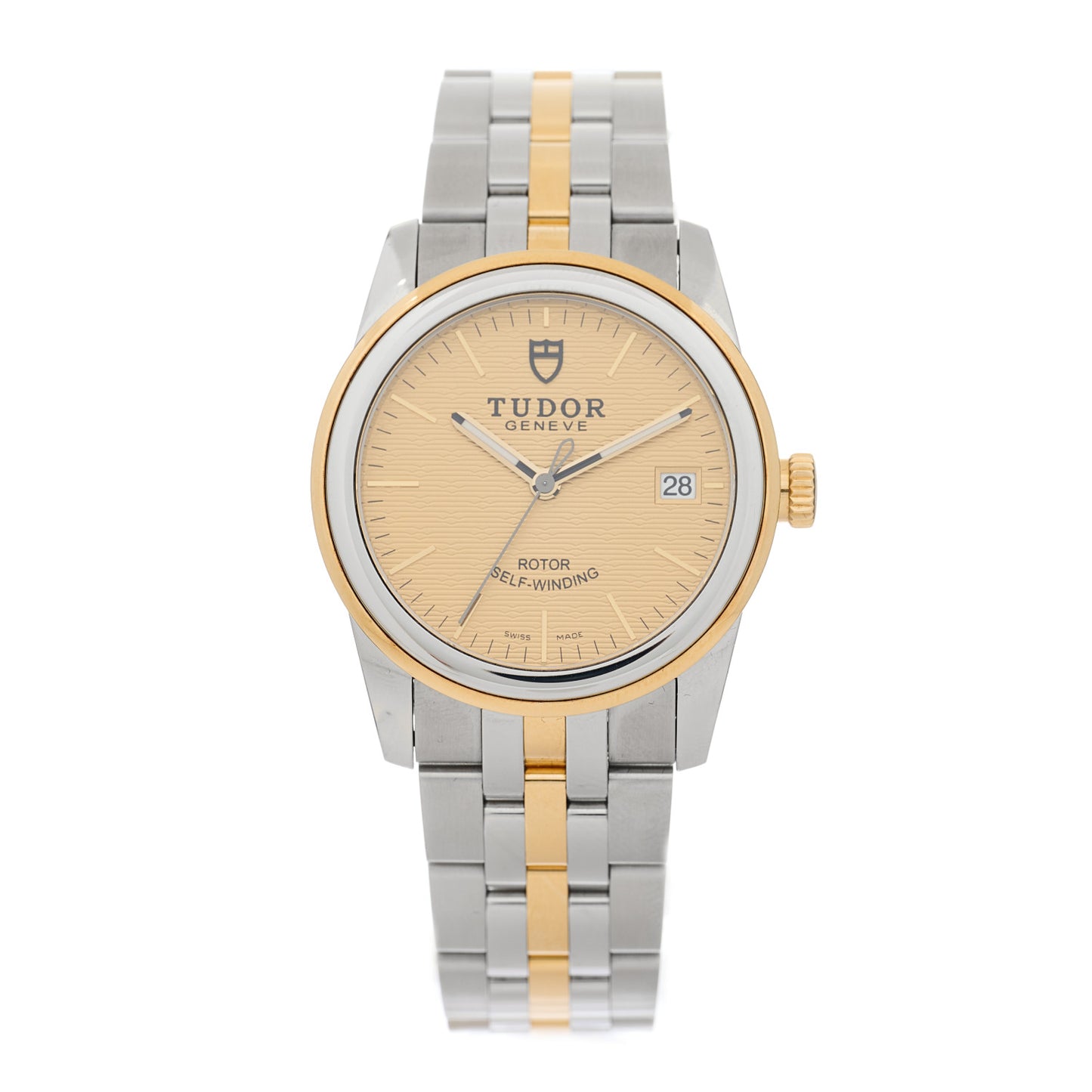 Stainless Steel 18K Yellow Gold 36mm Glamour Date Automatic Watch Champagne 55003