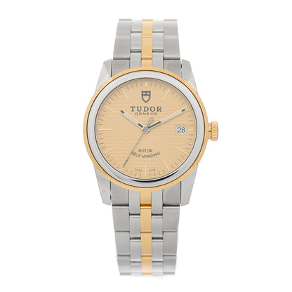 TUDOR Stainless Steel 18K Yellow Gold 36mm Glamour Date Automatic Watch Champagne 55003 1 of 5