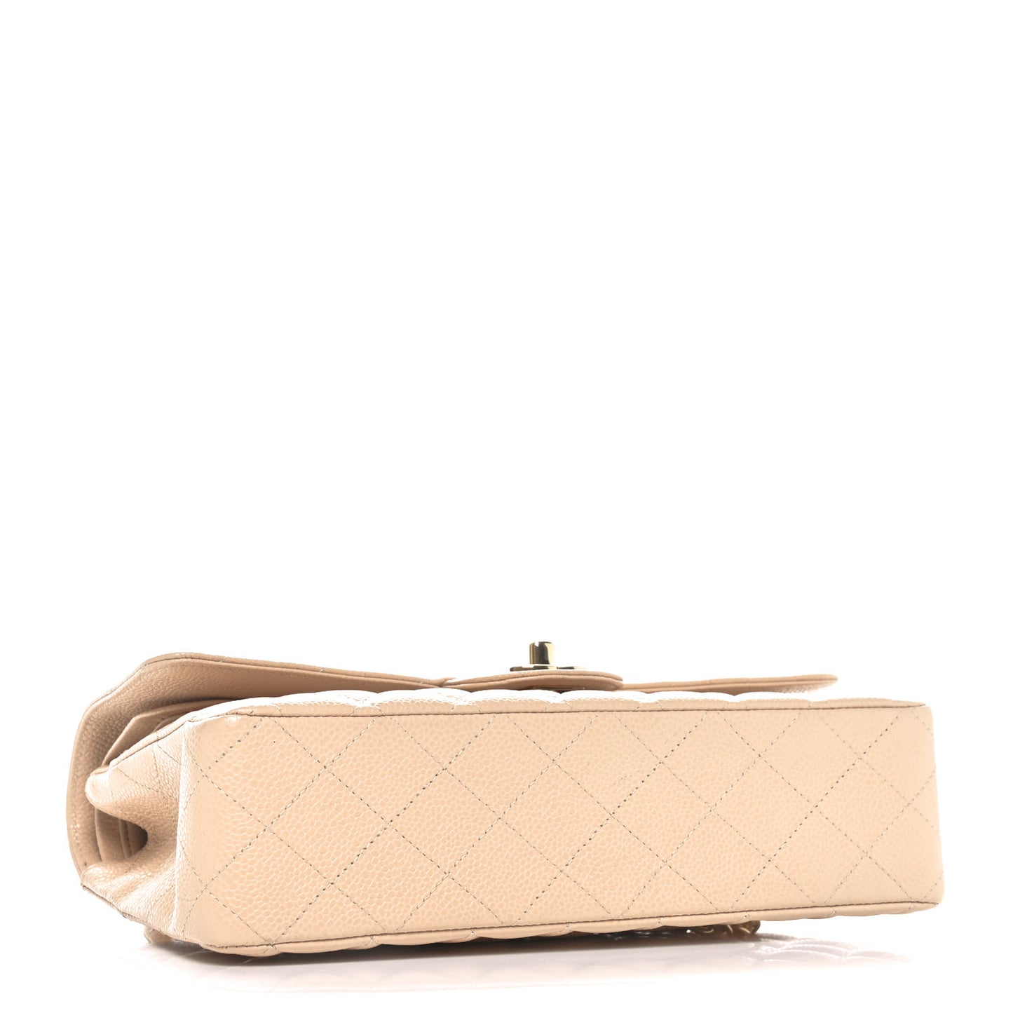 Caviar Quilted Medium Double Flap Beige