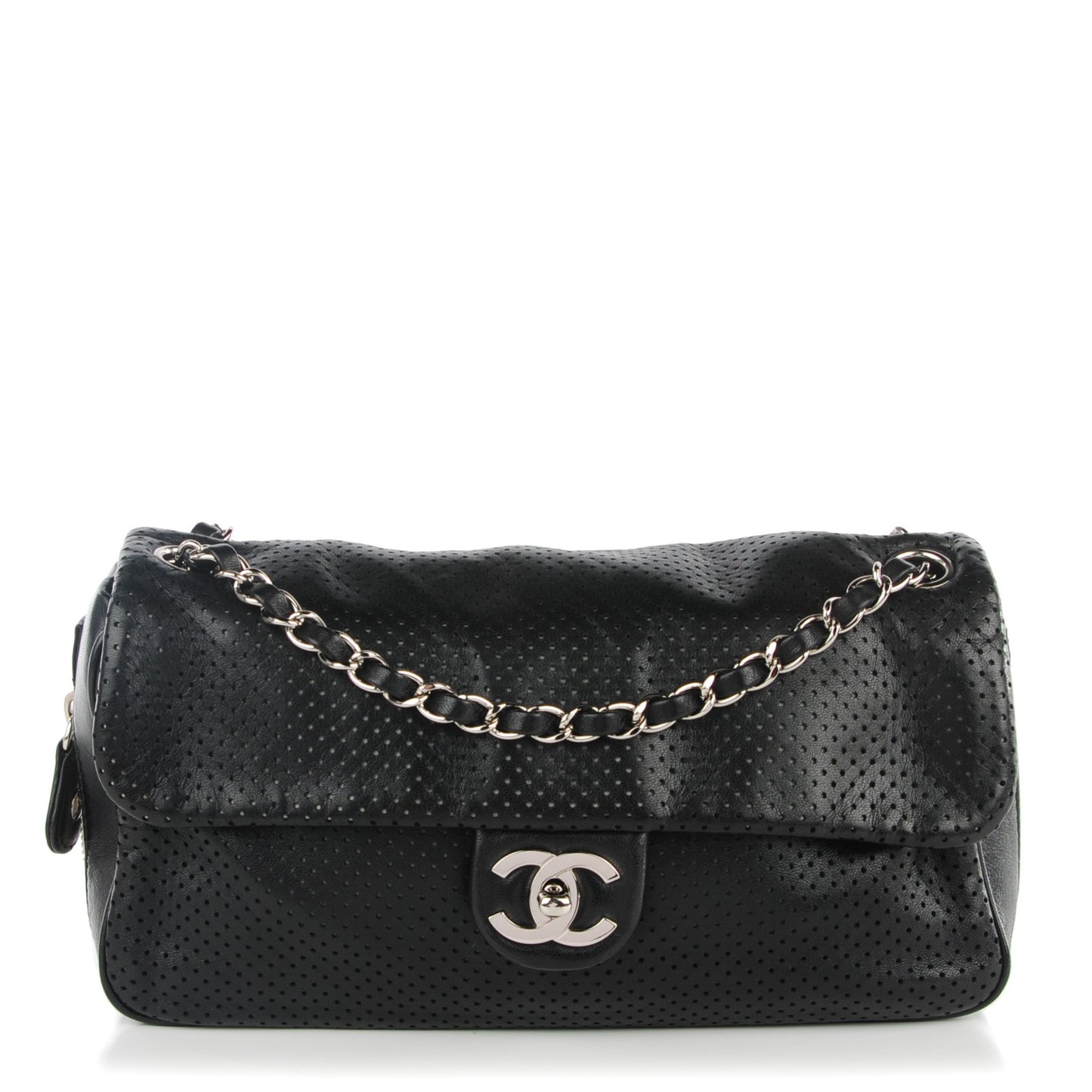 Lambskin Perforated Medium Baseball Spirit Flap Black