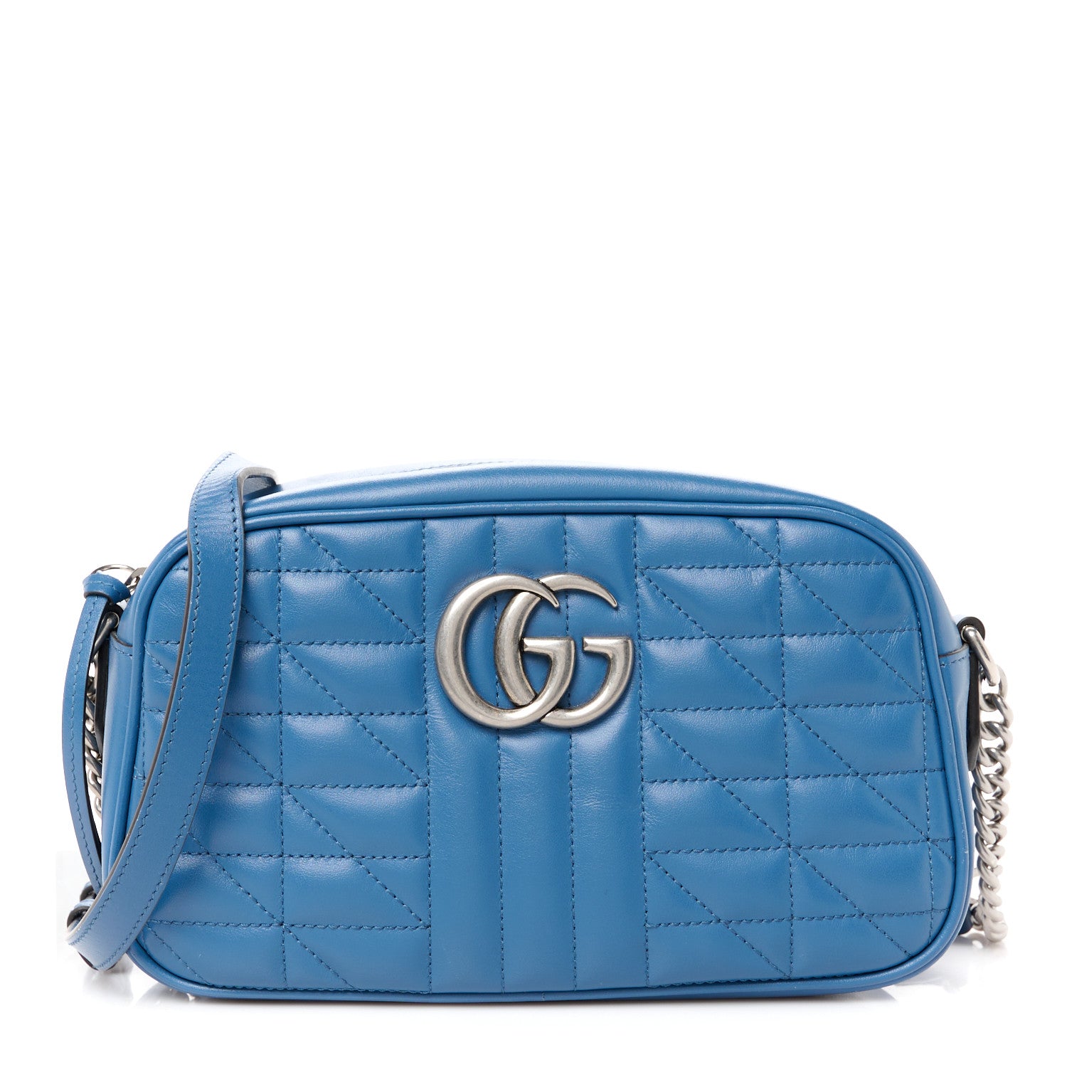 Gucci Calfskin Matelasse Aria Small GG Marmont Chain Shoulder Bag Clear Blue 1 of 11