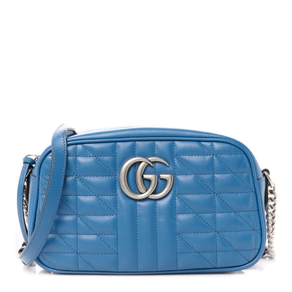 Gucci Calfskin Matelasse Aria Small GG Marmont Chain Shoulder Bag Clear Blue 1 of 11