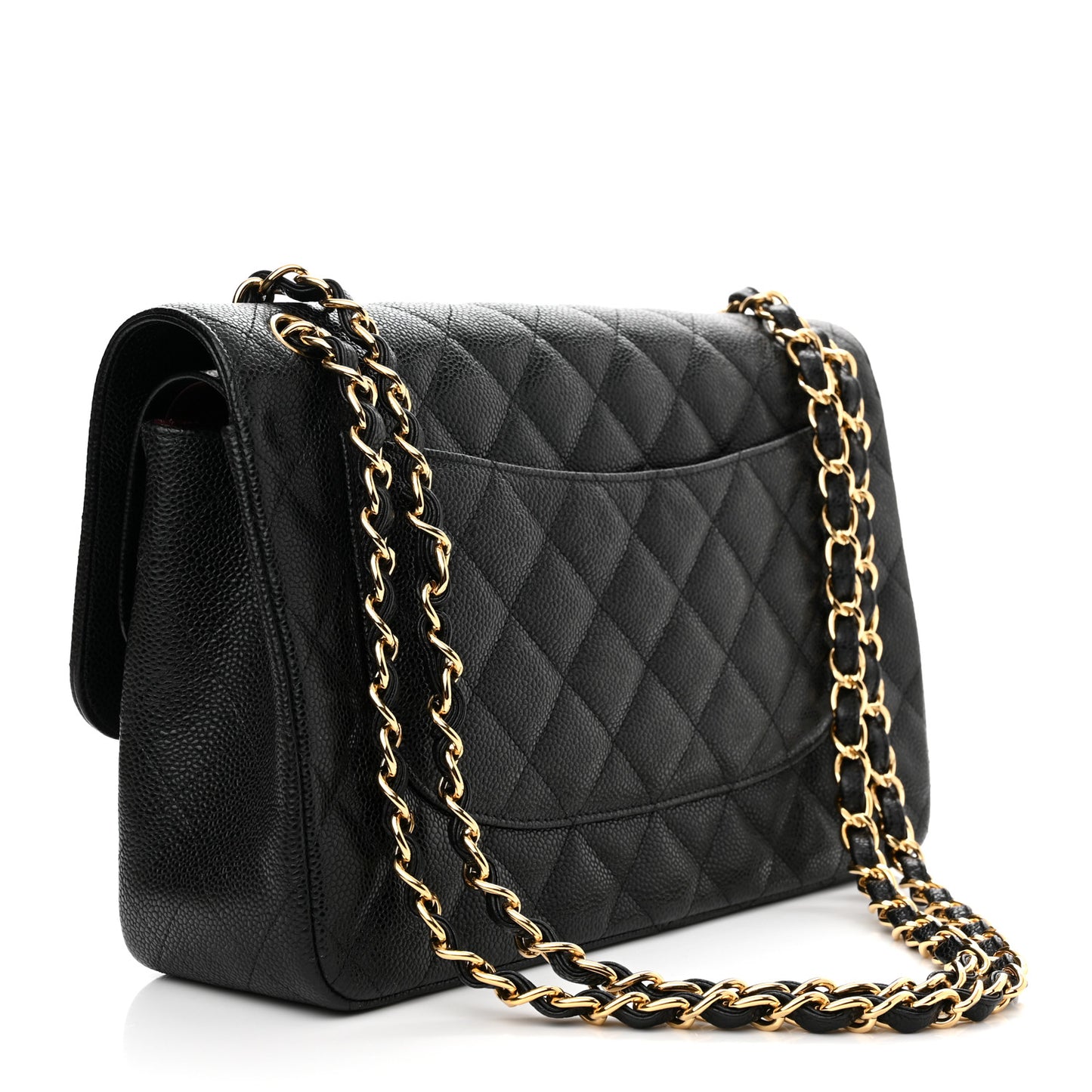 Caviar Quilted Jumbo Double Flap Black
