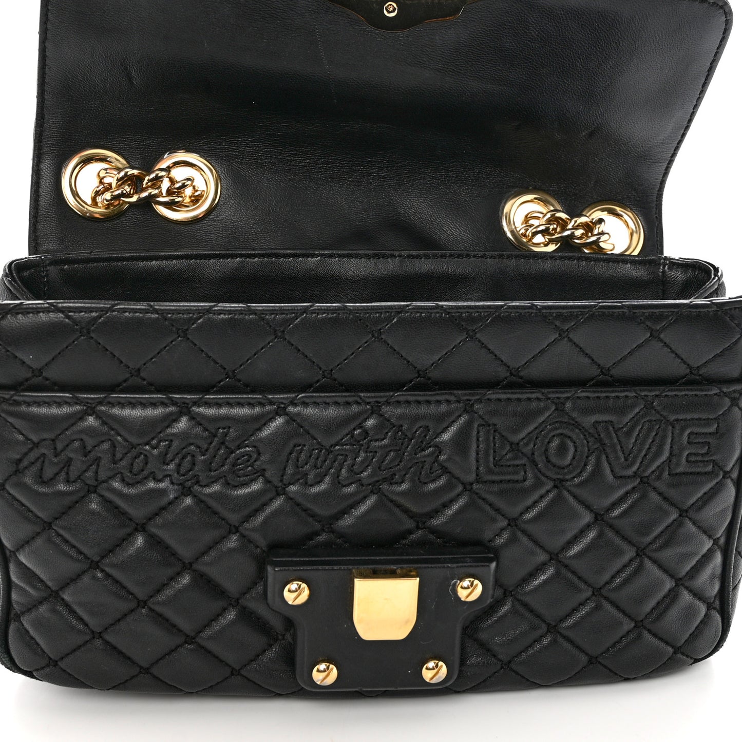 Lambskin Watersnake Embellished Lucia Shoulder Bag Black