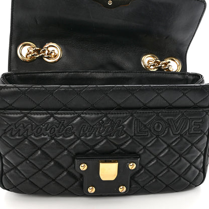 Dolce & Gabbana Lambskin Watersnake Embellished Lucia Shoulder Bag Black 10 of 11