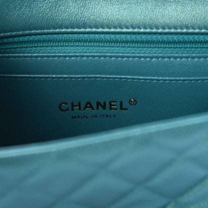 Chanel Iridescent Calfskin Quilted Mini Rectangular Flap Green 6 of 9