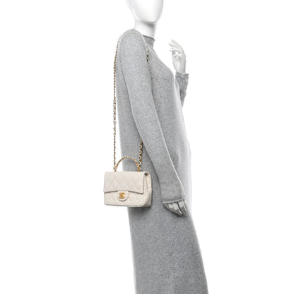Chanel Shiny Lambskin Quilted Golden Links Top Handle Flap White 2 of 11