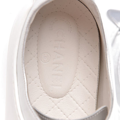 Chanel Iridescent Goatskin Mens Sneakers 45 White Silver 8 of 9