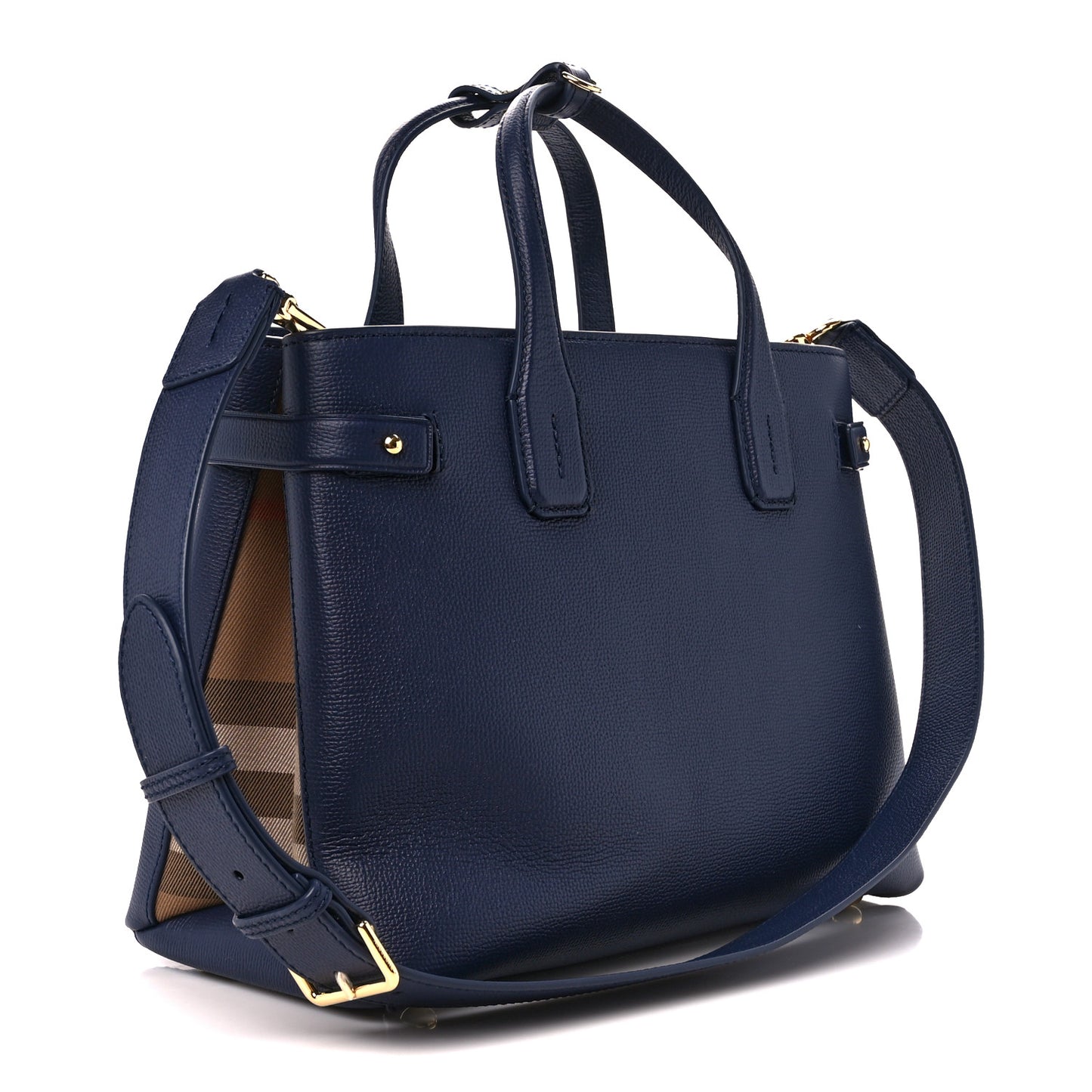 Derby Calfskin Vintage Check Medium Banner Tote Regency Blue