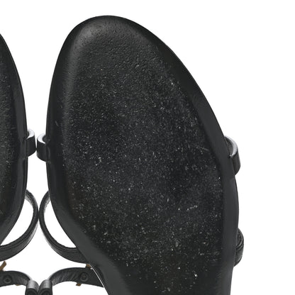 Saint Laurent Patent Calfskin Cassandra Monogram Sandals 39 Black 9 of 11