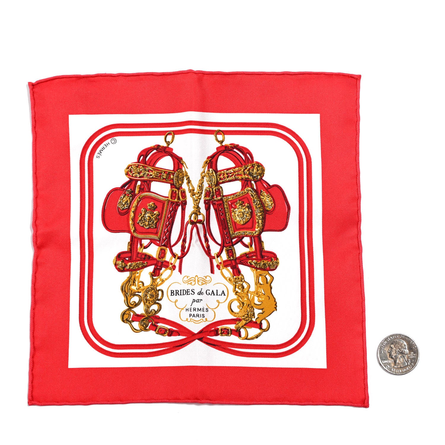 Hermes Silk Brides de Gala Nano Scarf 20 Rouge White Or 2 of 5