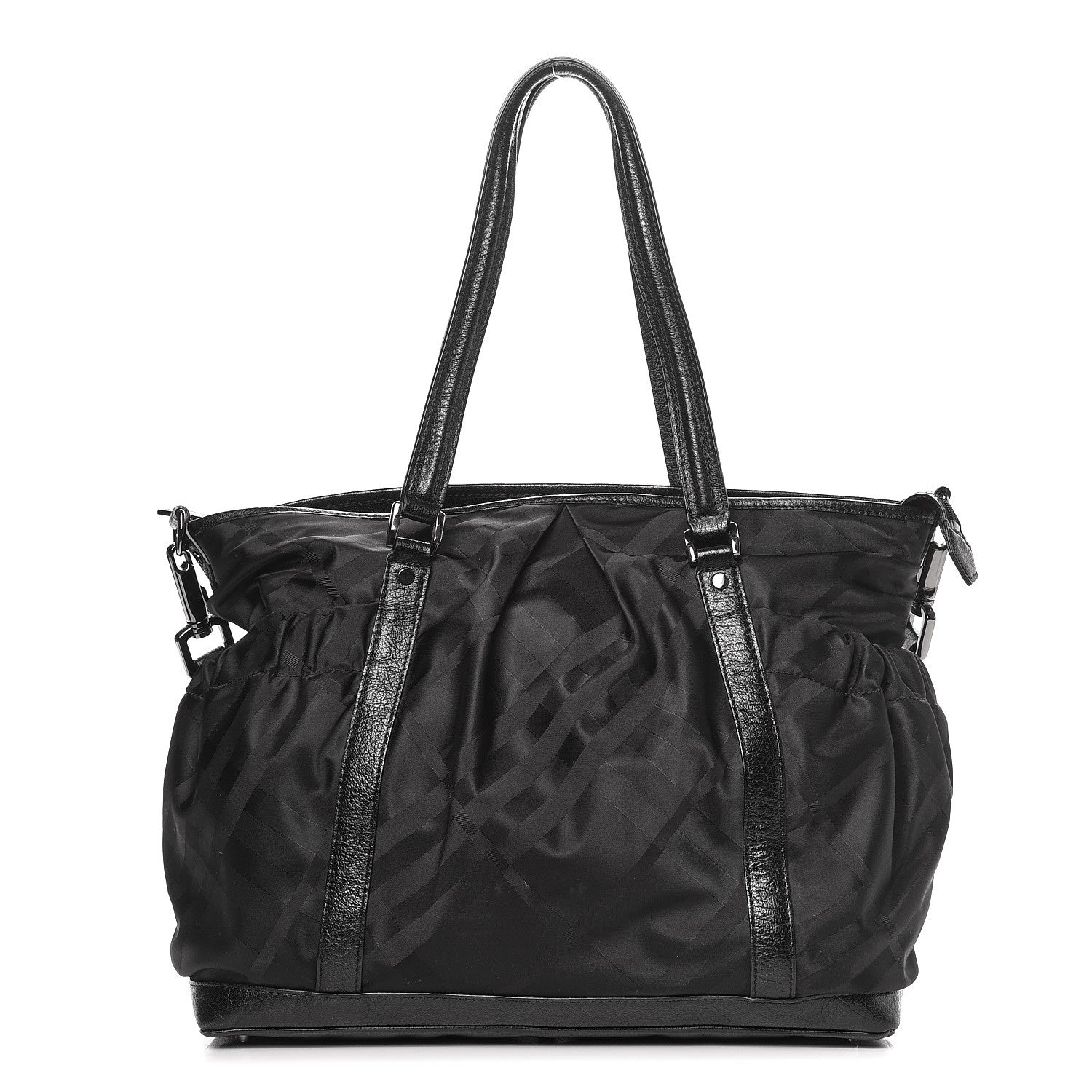 Burberry Nylon Tonal Check Diaper Bag Black 1 of 10