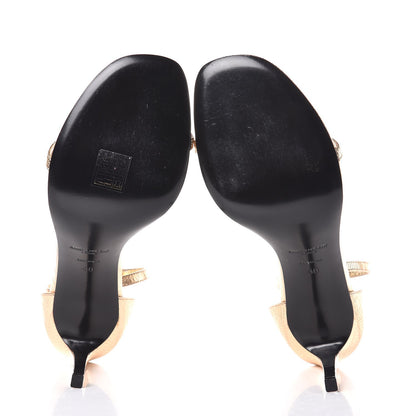 Saint Laurent Metallic Lizard Calfskin Embossed Jane 110 Ankle Strap Sandals 40 Gold 5 of 9