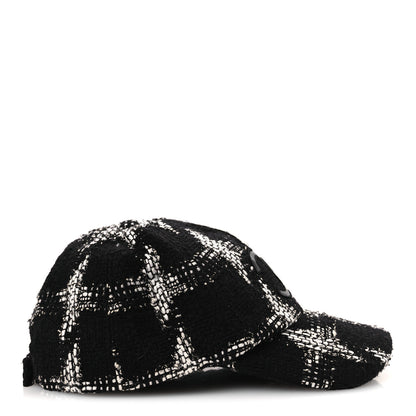 Chanel Tweed Cap Hat M Black White 6 of 10