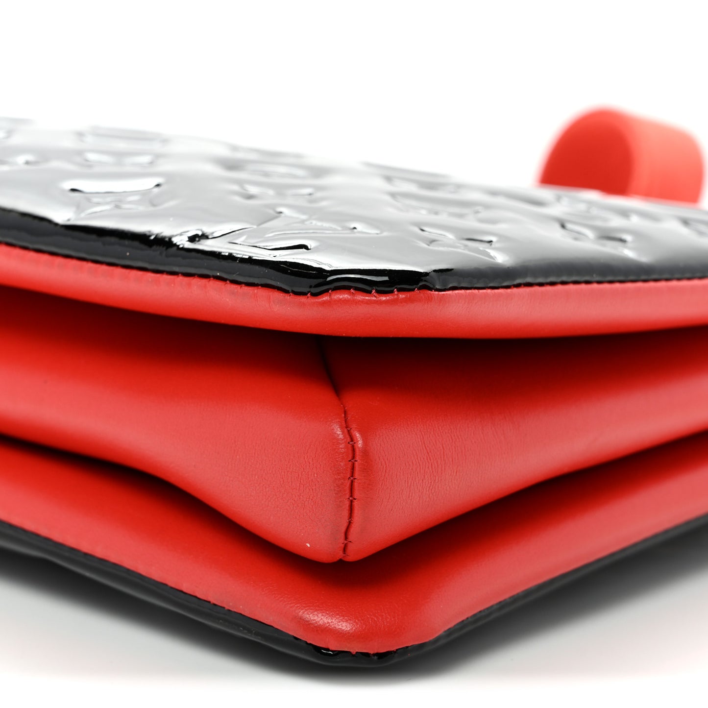 Patent Embossed Monogram Lambskin Coussin MM Black Red