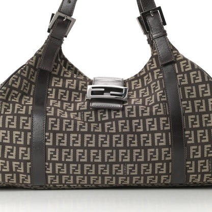 Fendi Zucchino Vitello Shoulder Bag Testa di Moro Beige 8 of 12