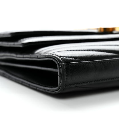 Saint Laurent Lambskin Matelasse Chevron Monogram Sulpice Chain Wallet Black 8 of 13