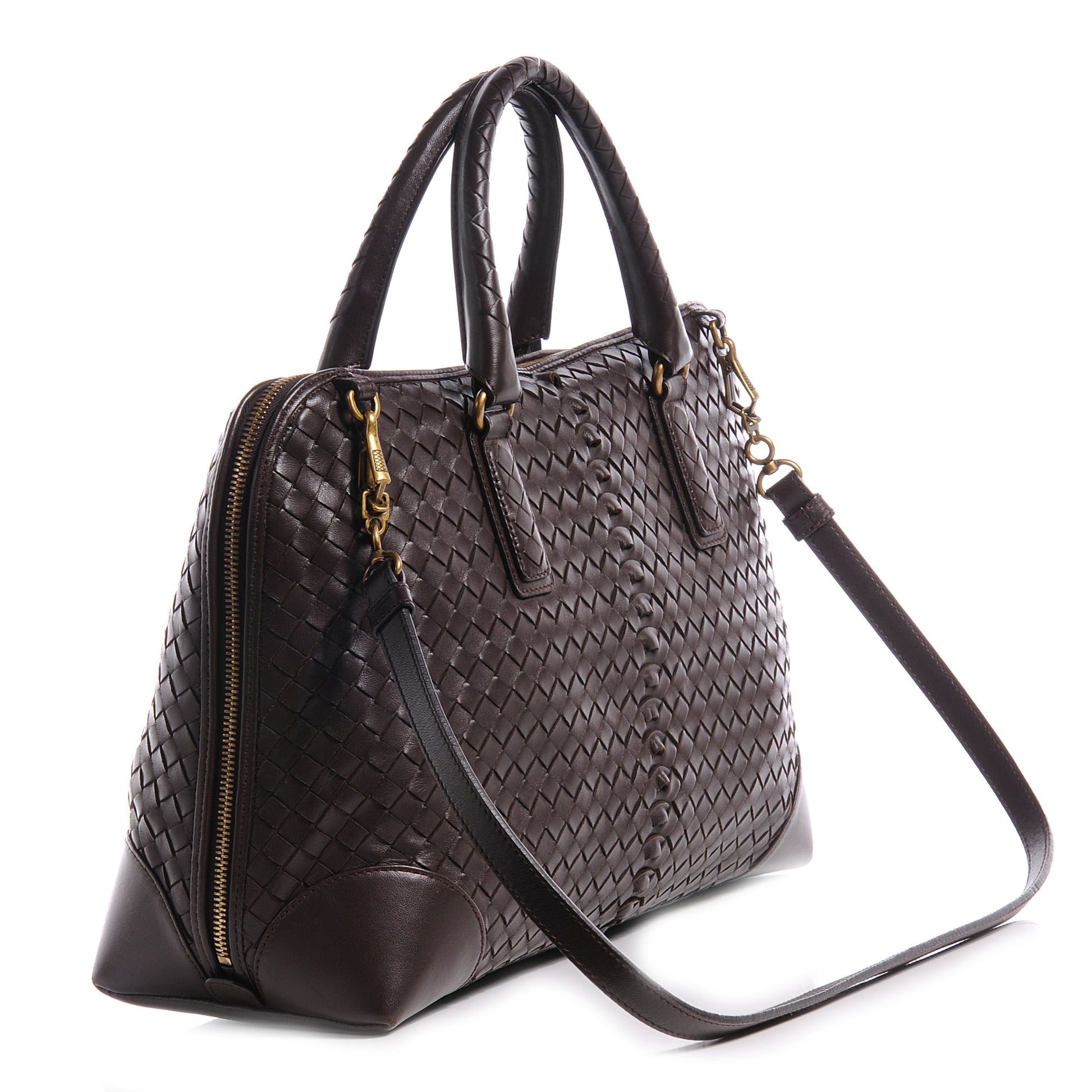 Bottega Veneta Nappa Intrecciato Woven Leather Satchel Ebano 3 of 8