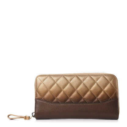 Chanel Metallic Goatskin Quilted Large Gabrielle Zip Around Wallet Bronze 1 of 10