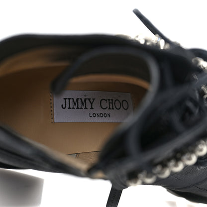 Jimmy Choo Grained Goatskin Pearl Crystal Embellished Cruz Combat Boots 36.5 Black 8 of 9