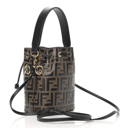 Fendi Vitello Liberty F is Fendi Bi-Color FF 1974 Embossed Mini Mon Tresor Bucket Bag Maya Black 3 of 11