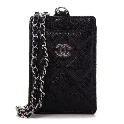 Chanel Caviar Quilted Card Holder On Chain Black 1 of 8