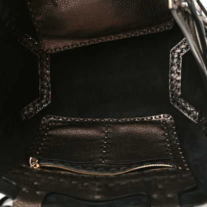 Valentino Garavani Metallic Grained Calfskin C-Rockee Fringe Tote Sasso 4 of 7