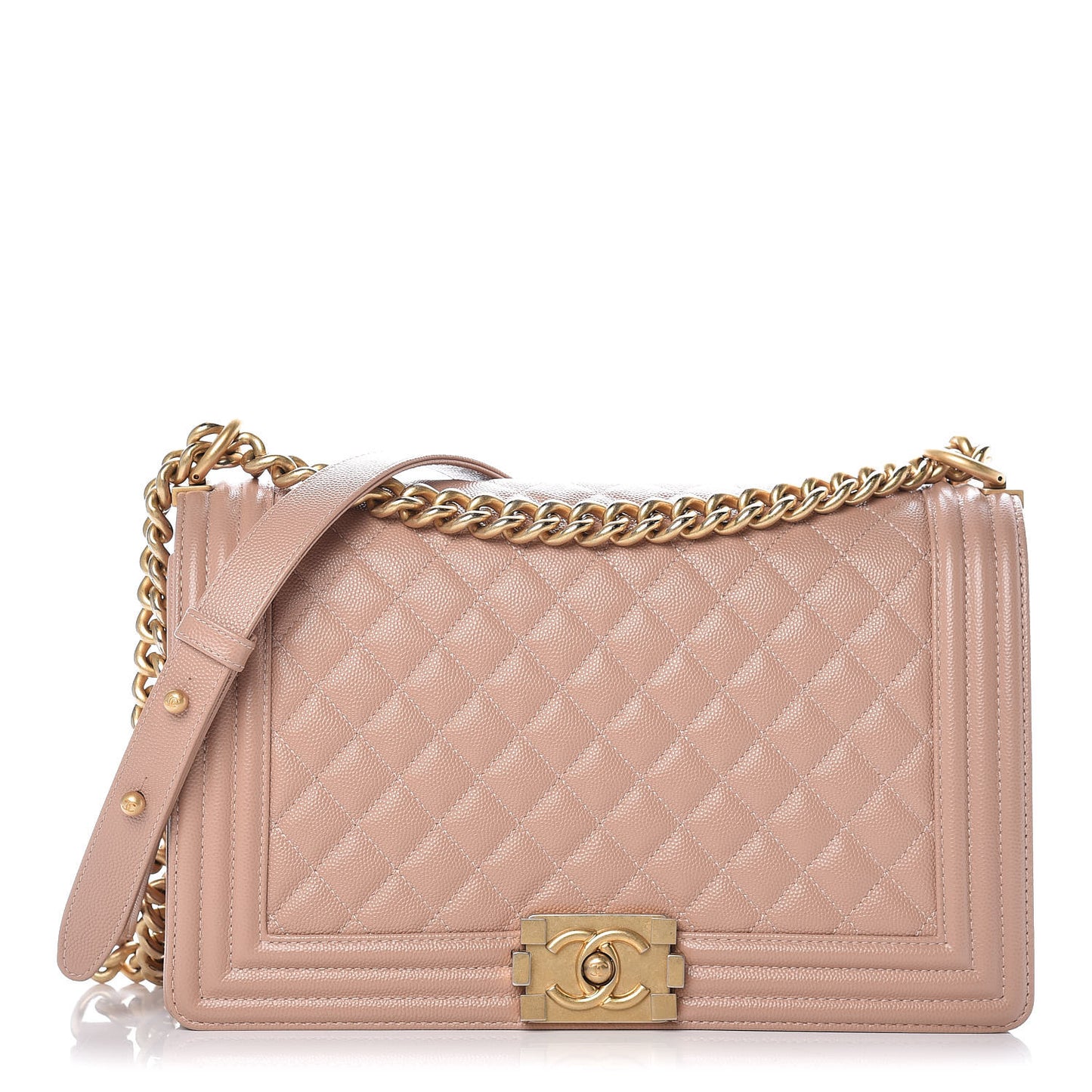 Caviar Quilted New Medium Boy Flap Beige