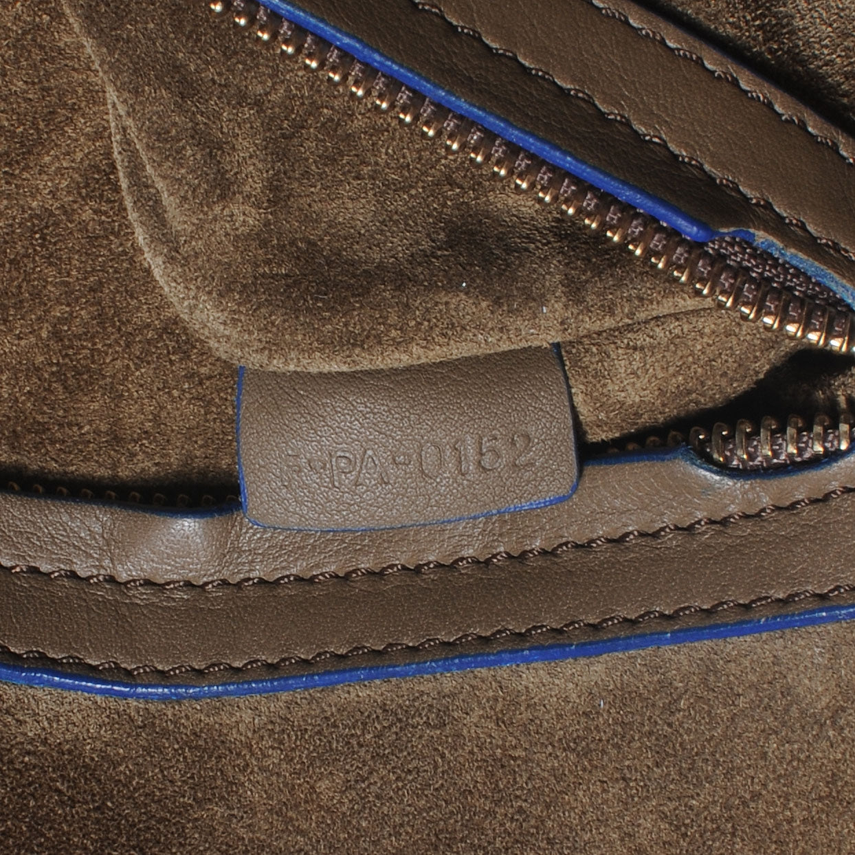 Smooth Calfskin Large Phantom Luggage Khaki Cobalt Trim