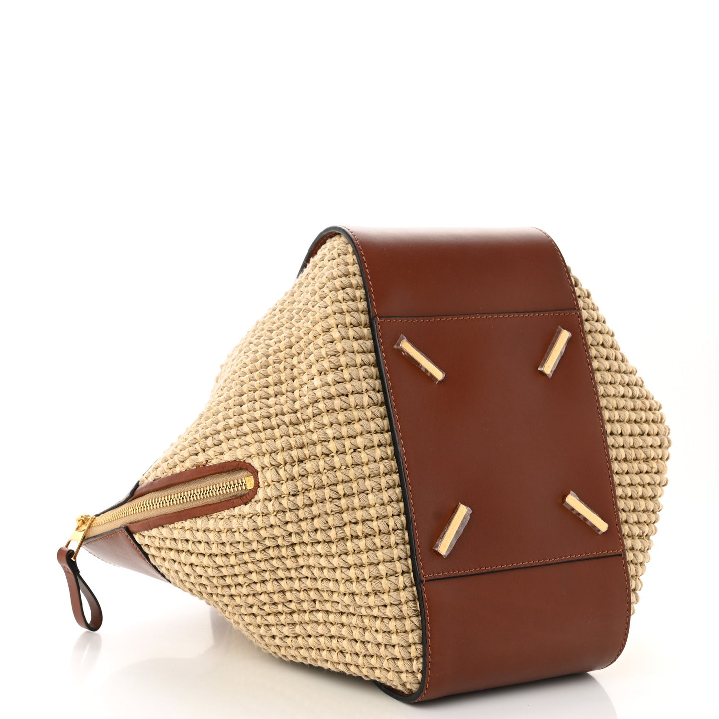 Calfskin Crochet Small Hammock Shoulder Bag Tan Natural