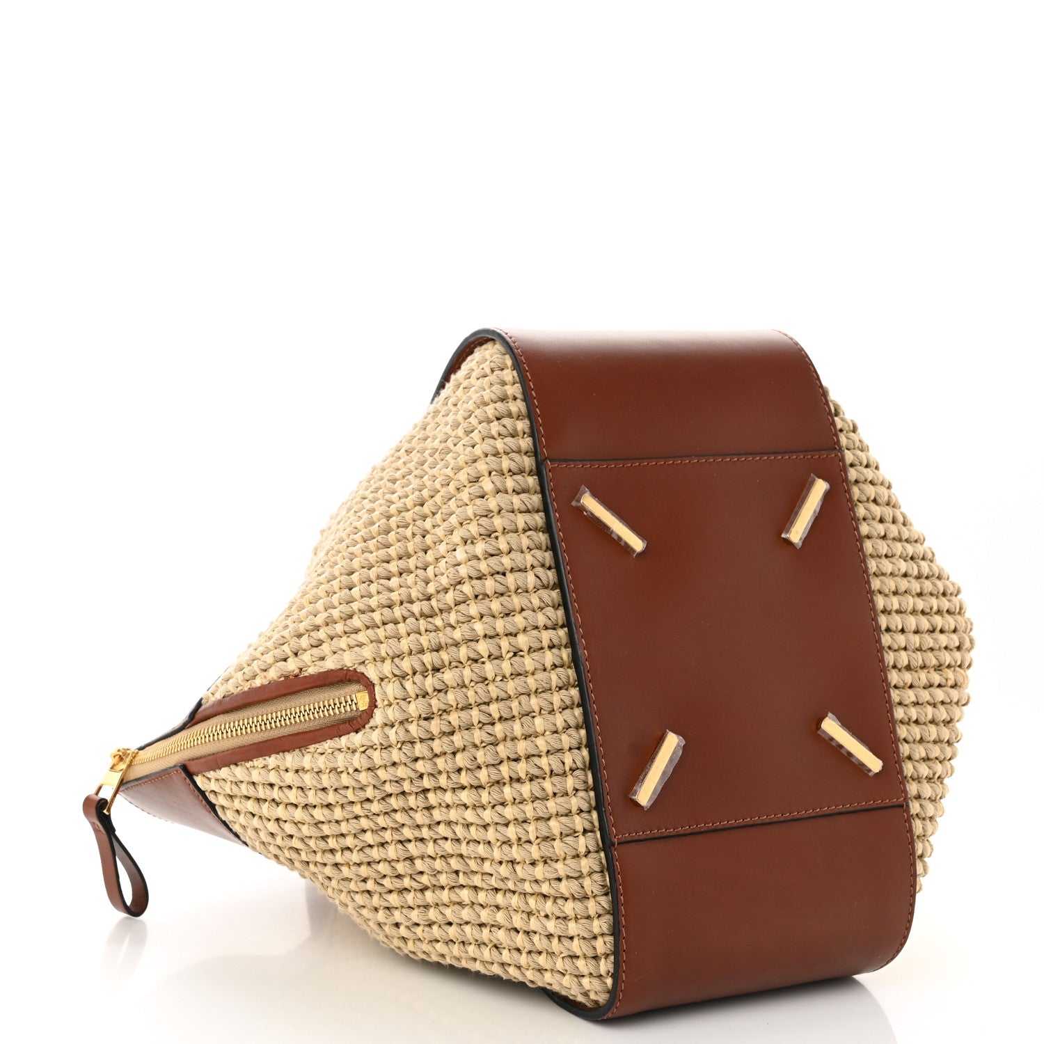 Loewe Calfskin Crochet Small Hammock Shoulder Bag Tan Natural 3 of 9